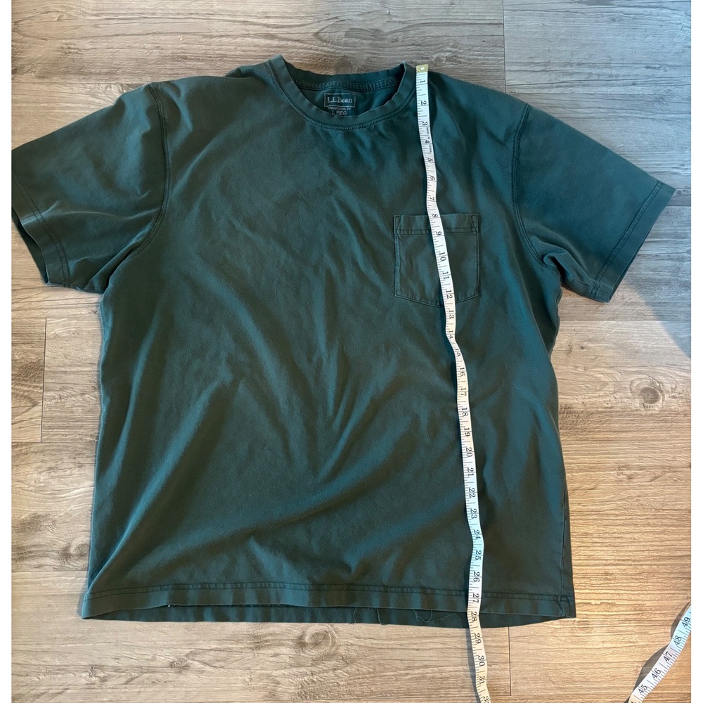 LL Bean Mens Traditional Fit Pocket T-Shirt Green Cotton Crewneck Large preppy - Picture 5 of 6